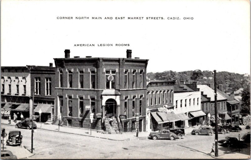 Postcard Corner North Main and East Market Streets in Cadiz, Ohio~340