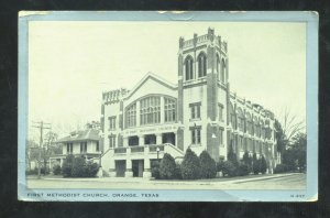 ORANGE TEXAS FIRST METHODIST CHURCH VINTAGE POSTCARD HOFSWITH TX HEARCH