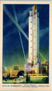 1930s Havoline Thermometer 1933 Chicago World's Fair Postcard