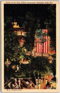 1942 Salute To The Flag Indian Ceremonial Wisconsin Dells Wis. Posted Postcard