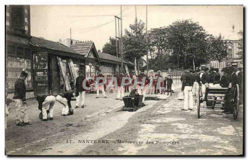 Old Postcard Firemen Firemen Nanterre Maneuver