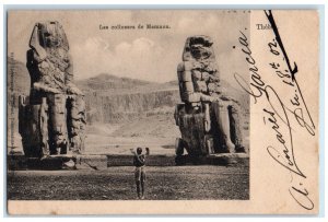 1902 View of Colossi of Memnon Thebes Egypt Antique Unposted Postcard