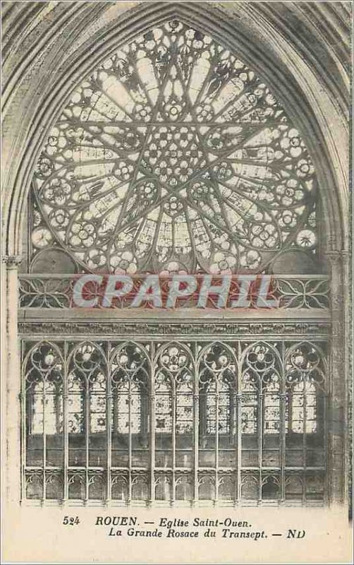 Old Postcard Rouen Saint Ouen Church of the Great Rose Transept