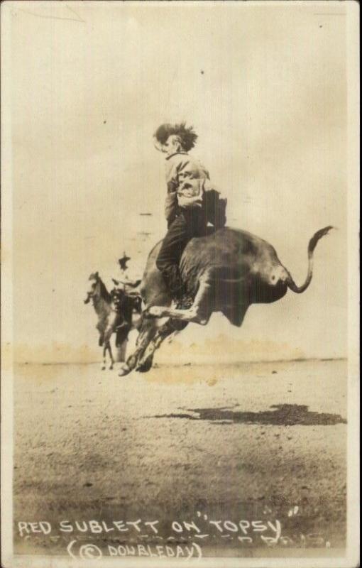 Cowboy Rodeo Red Sublett on Topsy Cheyenne Frontier Days RPPC