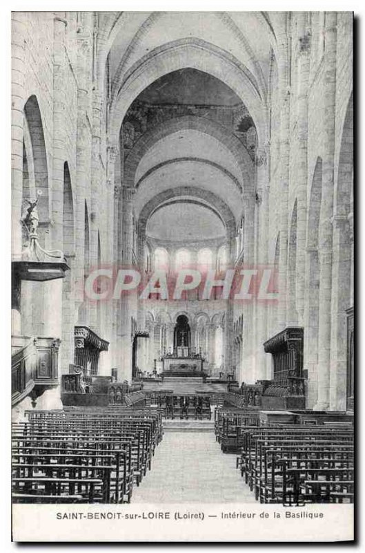 Old Postcard Saint Benoit sur Loire Loiret Interior of the Basilica