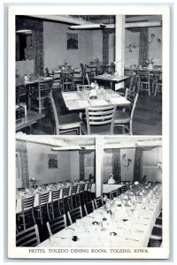 c1940 Hotel Toledo Dining Room Restaurant Interior Toledo Iowa Vintage Postcard