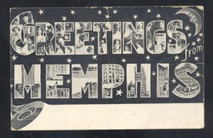 GREETINGS FROM MEMPHIS TENNESSEE B&W LARGE LETTER VINTAGE POSTCARD 1907