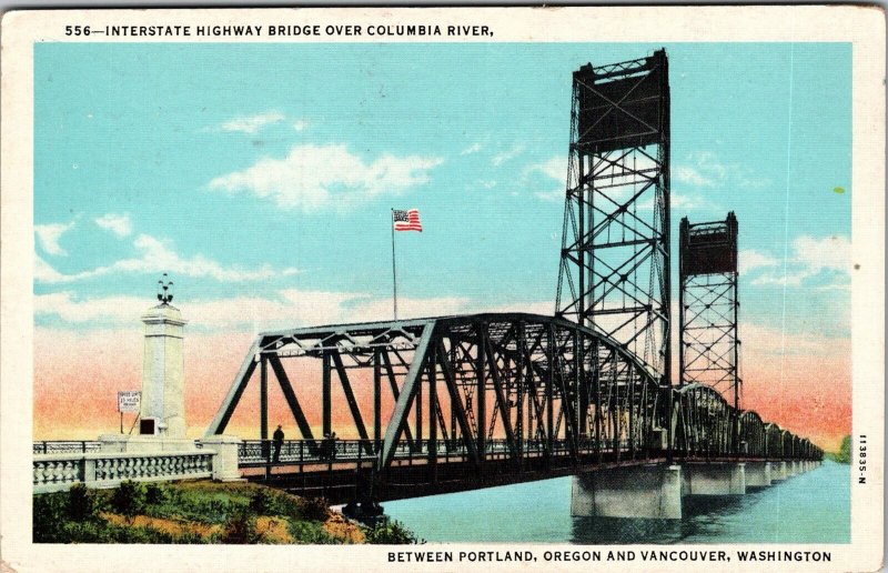 Postcard Interstate Bridge Vancouver Washington Portland Oregon PM Astoria JG9