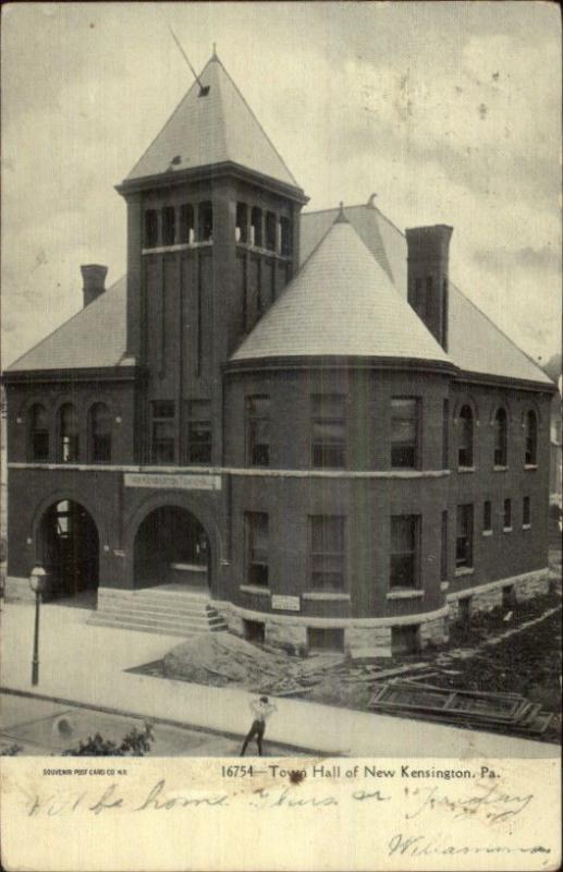 New Kensington PA Town Hall Fire Station c1910 Postcard