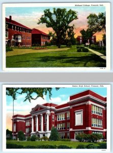 2 Postcards FREMONT, NEBRASKA ~ Midland College, Senior High School c1940s