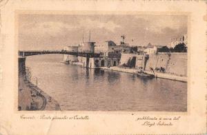 Taranto Italy birds eye view bridge and castle antique pc Z40305 