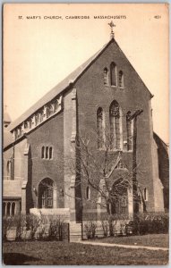 Cambridge Massachusetts MA, St. Mary's Church, Religious, Vintage Postcard