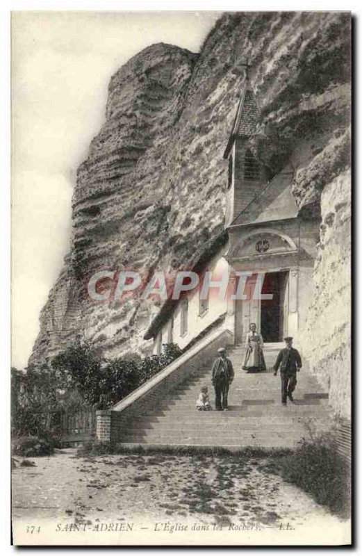 Postcard Old Saint Adrien L & # 39Eglise In The Rocks