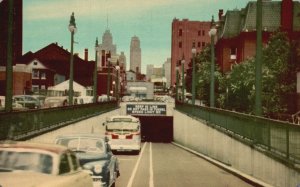 Vintage Postcard Tunnel Entrance Windsor Ontario Canada By Genuine Kodachrome