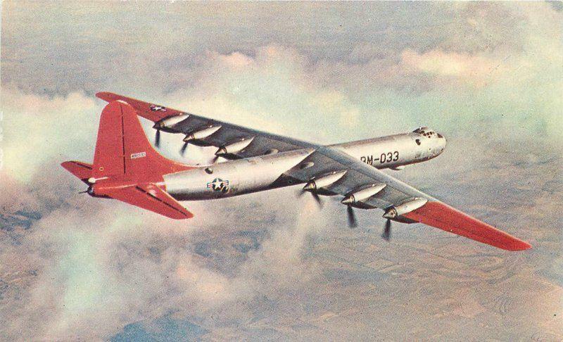 Aircraft 1950s B-36 Military Bomber Plastichrome postcard 7679