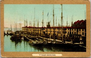 Postcard T Wharf in Boston, Massachusetts