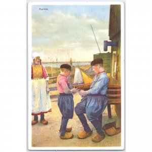 Postcard Marken Netherlands Children in Traditional Clothing 1947