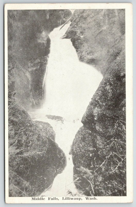 Lilliwaup Washington~Middle Falls Scenery~1920s B&W Postcard 