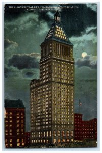 1913 Union Central Life Insurance Company Building Night Cincinnati OH Postcard