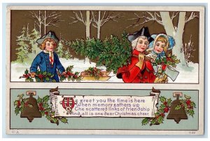 1914 Colonial Christmas Message Berries Bells Buffalo New York NY Postcard 