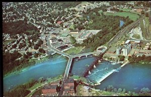 3420) Ohio ZANESVILLE Aerial View the Historic Y Bridge - Chrome