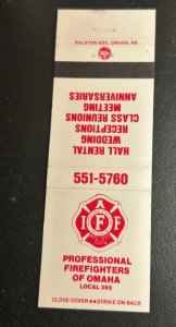 Vintage Matchbook Cover Firefighters of Omaha, Nebraska Local 345 Union MB116