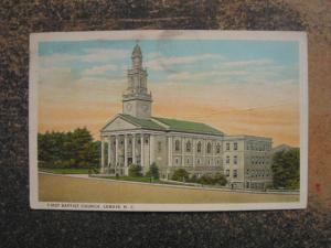 LENOIR NC FIRST BAPTIST CHURCH c1920 Postcard