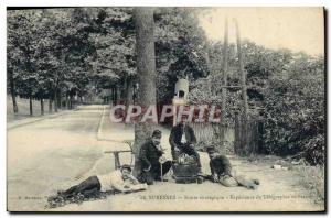 Old Postcard Suresnes Road Experience strategic and military Telegraphie Army...