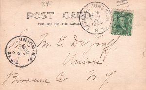 Vintage Postcard 1906 Ladies Photograph On Snow-Capped Yard Pine Tree at Back