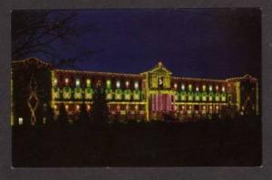 MA Christmas Lights Seminary WEST ANDOVER MASS Postcard Massachusetts