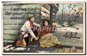 Postcard Old Wild West Cowboy I am waiting for your answer