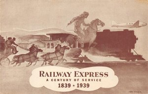 Railway Express 1839-1939 Railroad, Pony Express GGIE Vintage Postcard