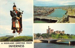 US63 UK Scotland Inverness a highland greetings bagpiper 1969 types folklore