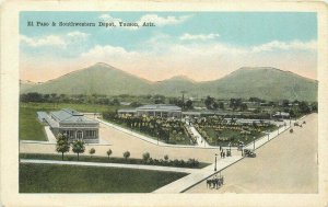 Autos El Paso southwestern Depot Tucson Arizona 1920s Postcard Kropp 9860