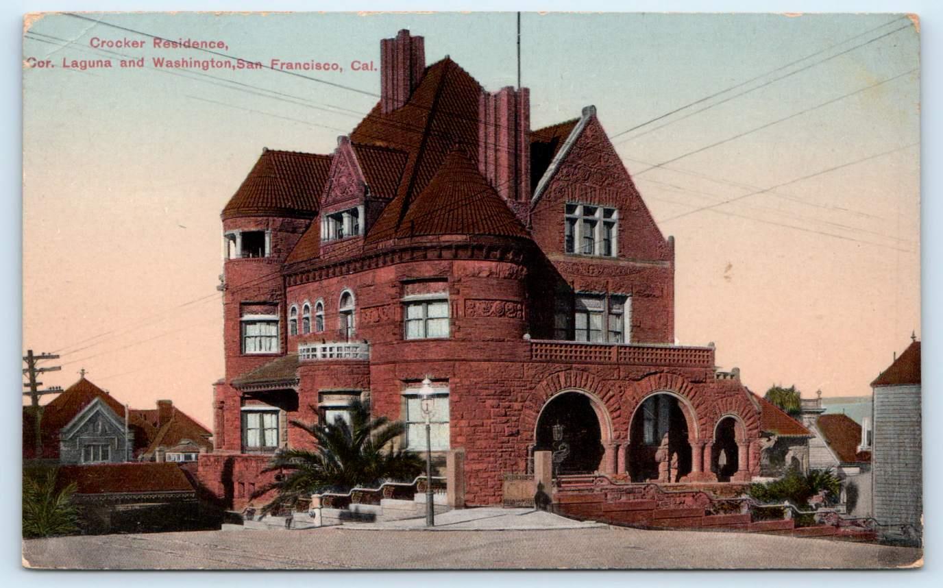 SAN FRANCISCO, CA California CROCKER MANSION c1910s Newman Postcard