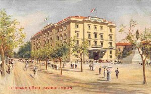 Le Grand Hotel Hotel Cavour Milan Italy 1910c lithographic postcard