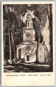 Lenox Massachusetts 1940 Postcard Congregational Church