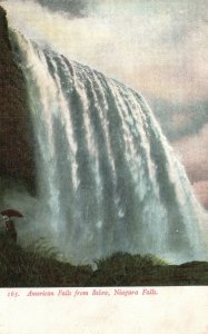 Vintage Postcard 1910's American Falls From Below Niagara Falls Ontario Canada