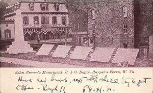 John Brown's Monument, B. & O. Depot, Harper's Ferry, WV 1905 Vintage Postcard