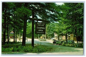 c1950's Sebago Lake State Park Camping Area Entrance Sign Maine ME Postcard