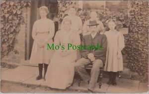 Ancestors Postcard -Family Group,Parents and Children.Sender Ellen Bull RS36320