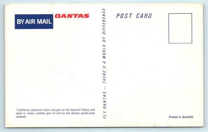 QANTAS AIRLINES Advertising JAPAN IMPERIAL PALACE Traditional Japanese  Postcard