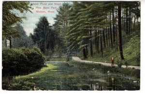 Island Pond, Pine Bank Park, Malden, Massachusetts, Used 1911 Flag Cancel