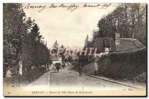 Old Postcard Bernay Town Entrance Road Beaumesnil