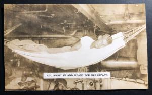 Mint USA Real Picture Postcard RPPC US Navy All Night In & Beans For Breakfast
