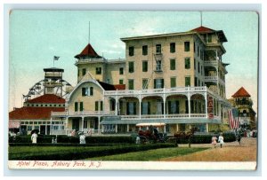 1907 Hotel Plaza Ferris Wheel Street View Asbury Park New Jersey NJ Postcard 