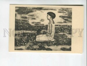 471939 Ferdinand HODLER Boy Glade Flowers SYMBOLISM Vintage postcard Rascher