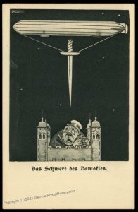 Germany WWI Air Force Zeppelin John Bull Tower LondonEngland PPC UNUSED 97885