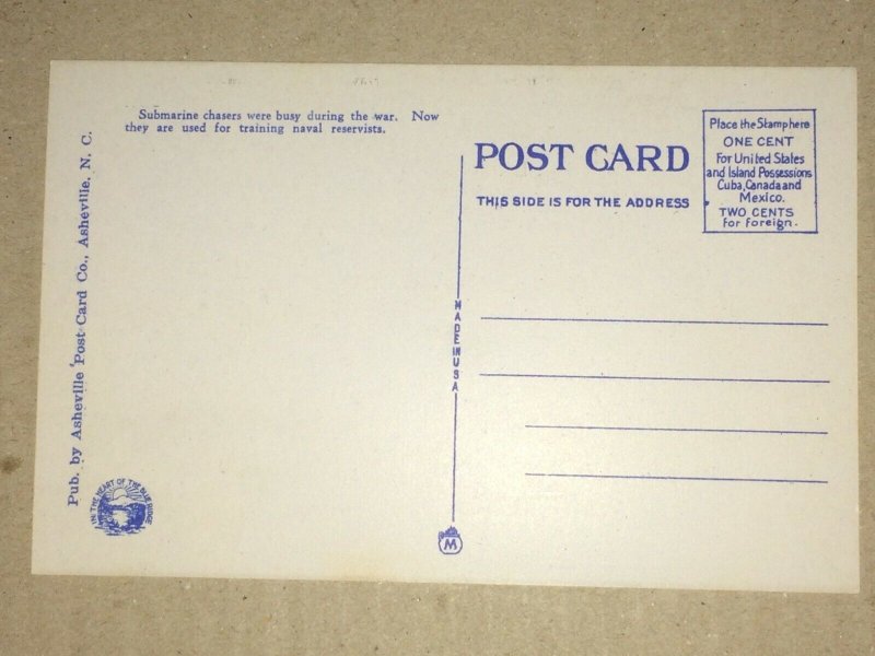 VINTAGE POSTCARD UNUSED NAVY SUBMARINE CHASERS PORTSMOUTH VA PENNY POSTCARD