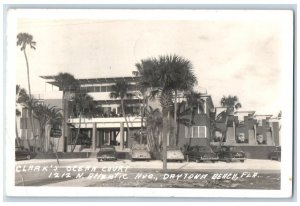 1952 Clark's Ocean Court View Atlantic Ave Daytona Beach FL RPPC Photo Postcard